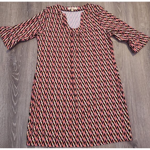 Aryeh Womens Tunic Dress V Neck Pink Geometric Print Multicolor‎ Size Large - Picture 6 of 14